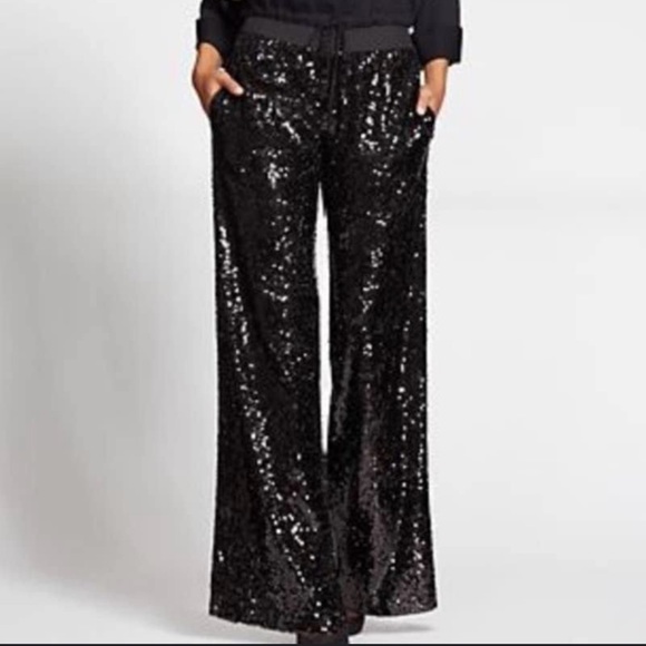 Sequin Wide Leg Pants from NY&CO Gabrielle Union Collection Black - Picture 1 of 1
